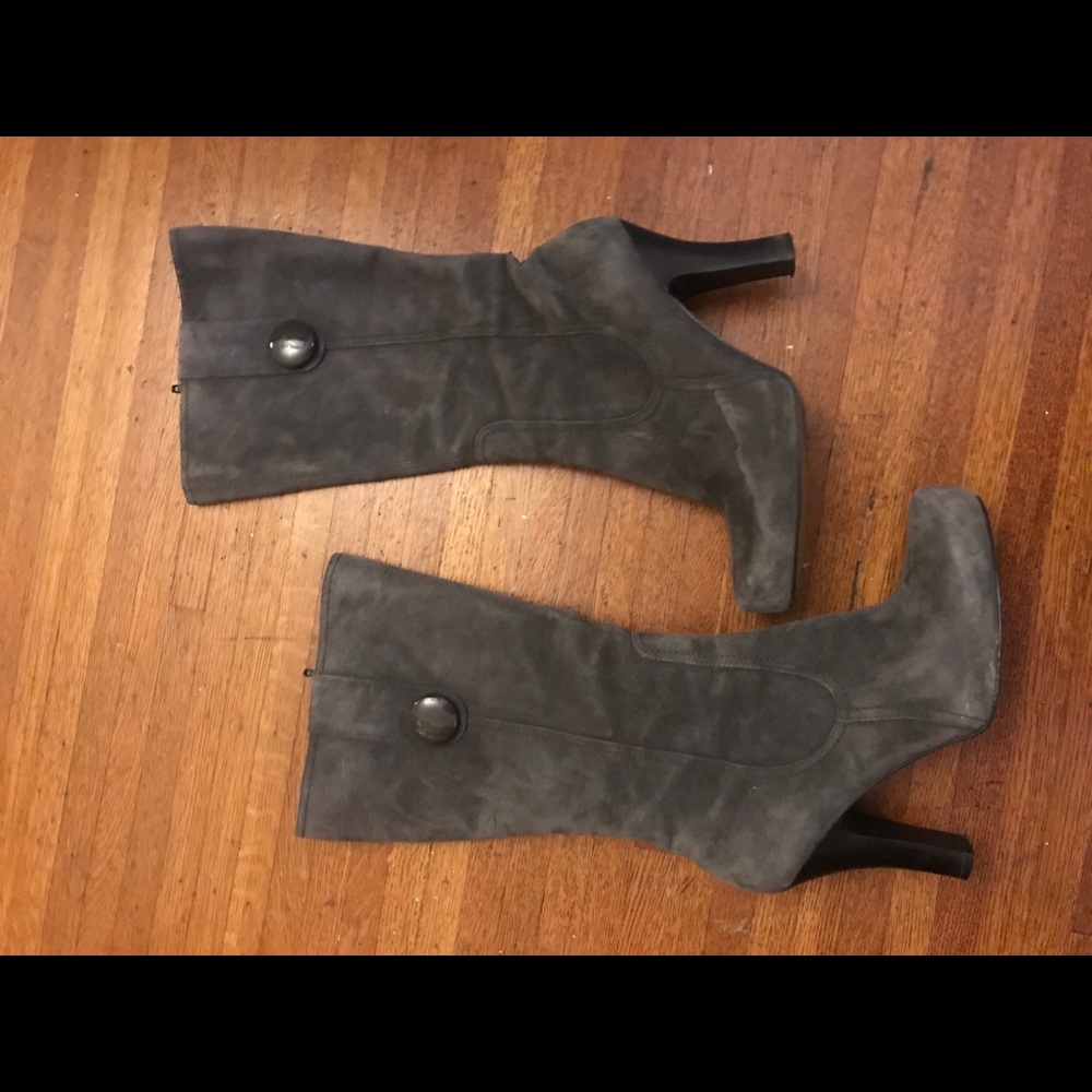 Franco Sarto Gray Suede Heeled Boots